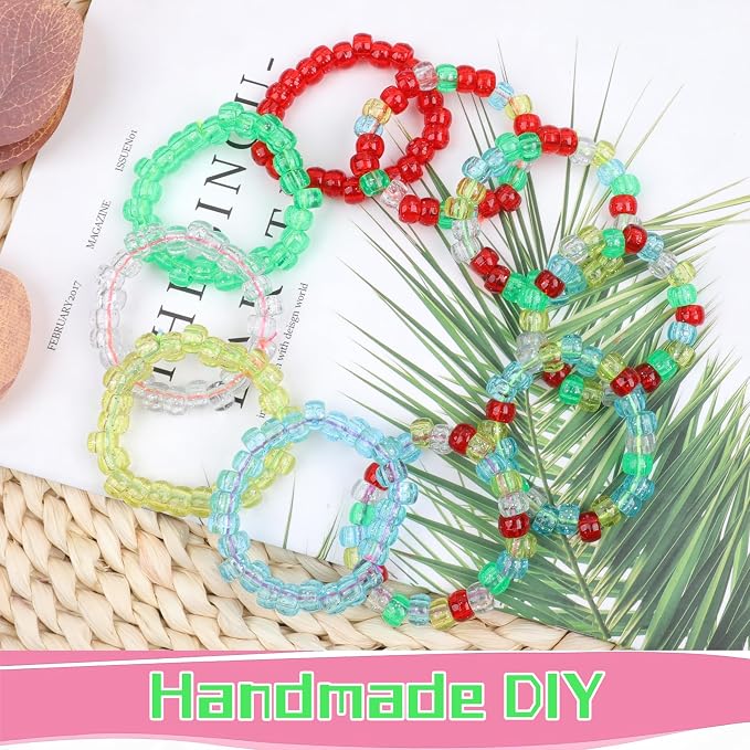 Glitter Pony Beads 1000 Pcs for Friendship Bracelets, Hair Braiding, Earrings - Image 4