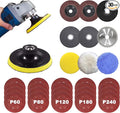 30 Packs Angle Grinder Attachments, Hook and Loop Backing Pad, Flap Disc, Aluminum Oxide Disc, Cutting Disc, Saw Blade, Polishing Sponge, Sandpaper, 5 Inch for Wood Metal Sanding, Polishing, Cutting
