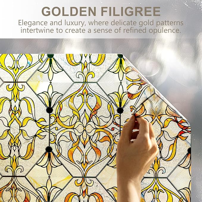 OHTMERU 3D Stained Glass Window Privacy Film, Heat Control UV Blocking Static - Image 8