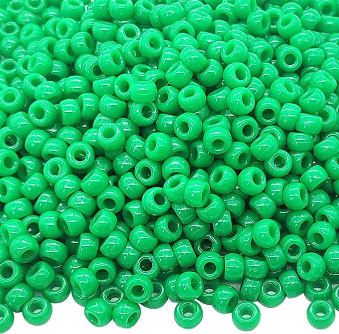 1000Pcs Pony Beads Bracelet 9mm Green Plastic Barrel Pony Beads by Auvoua