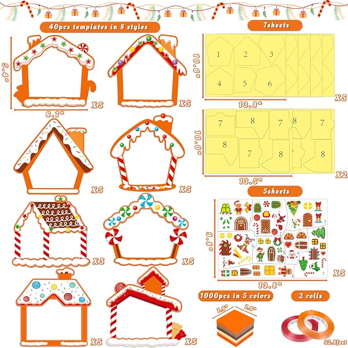 Renbuzhu 40PCS Christmas Crafts Bulk: Gingerbread House Paper Suncatchers DIY - Image 5
