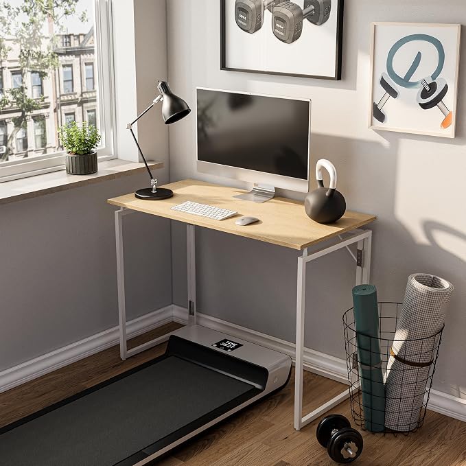 alawooder 39.4" Folding Desk: No Assembly, Wood Top - Image 5