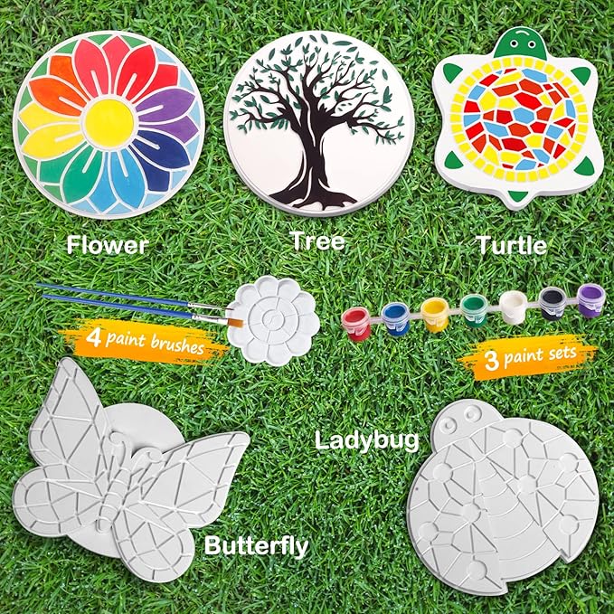 Weilim Paint Your Own Stepping Stones, Ladybug; No Baking Needed - Image 2