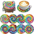 Cumule 8 PCS Tie-Dye Diamond Art Coasters Kits by cumule
