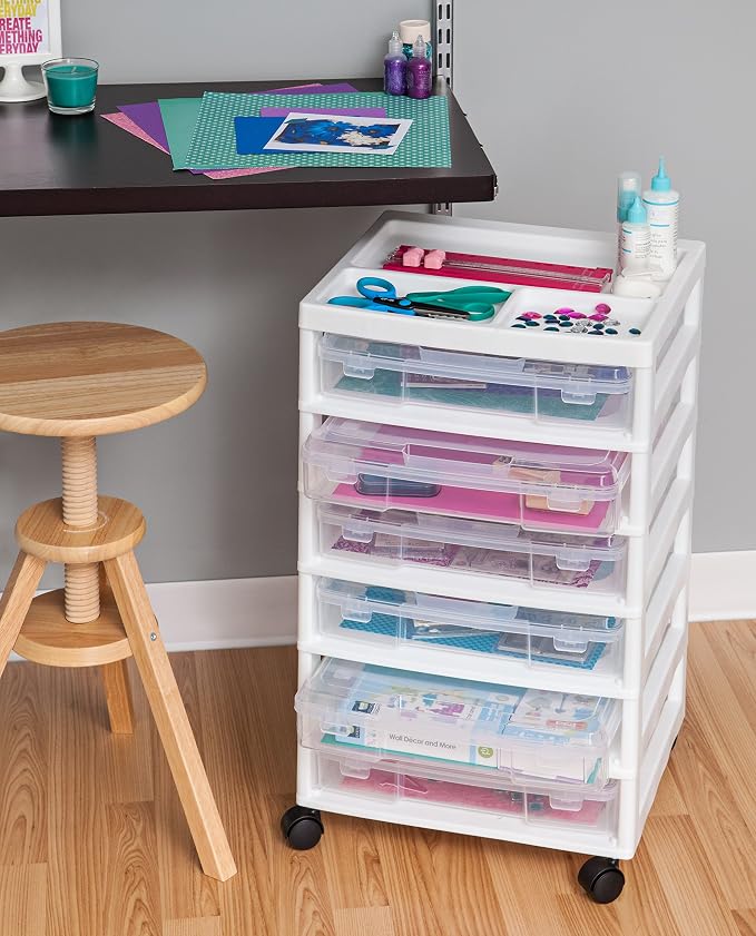 IRIS USA Fits 12" x 12" Paper, 6-Tier Scrapbook Rolling Storage Cart - Image 10