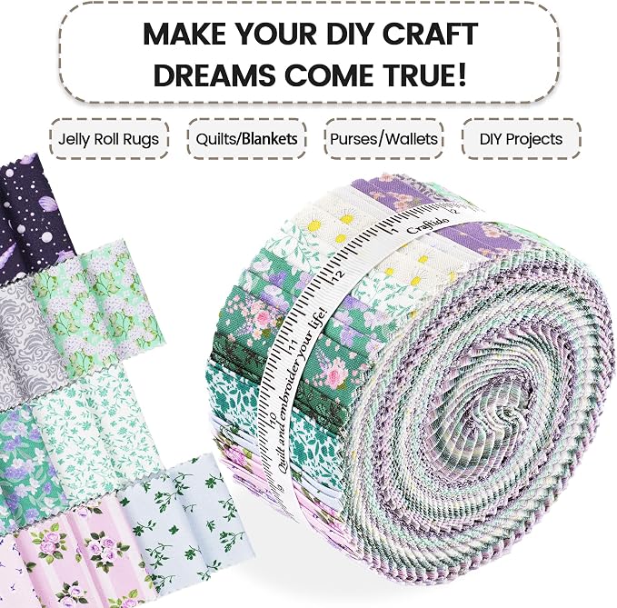 Craftido-20 Options-100% Cotton Jelly Roll Fabric Precut Strips - Image 5