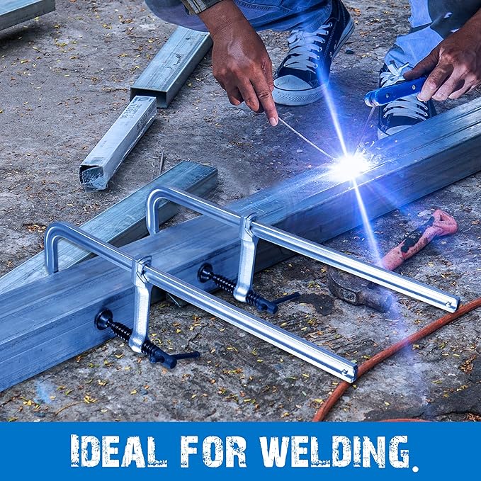 Bar Clamps 4-Pack, 12-Inch Light-duty Drop Forged Steel F Clamps (450 lbs) for Welding and Woodworking