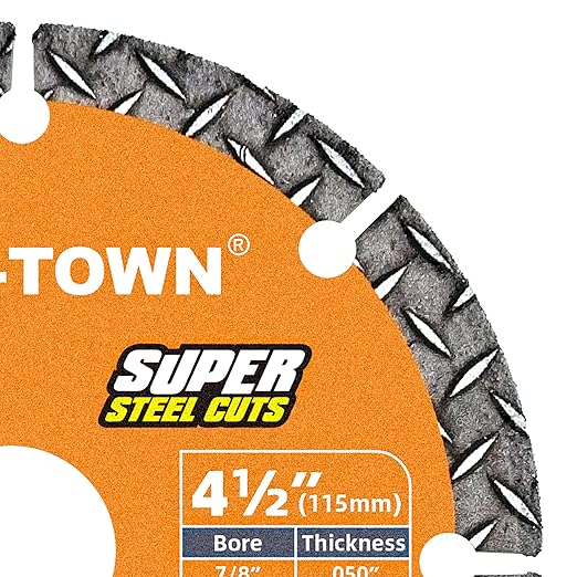TWIN-TOWN 4 1/2" Diamond Cutting Wheel with 7/8" Arbor, Metal Cut Off Wheel, Carbide Cutting Wheel for Angle Grinder, 5000+ Cuts on Rebar, Steel, Iron, and INOX