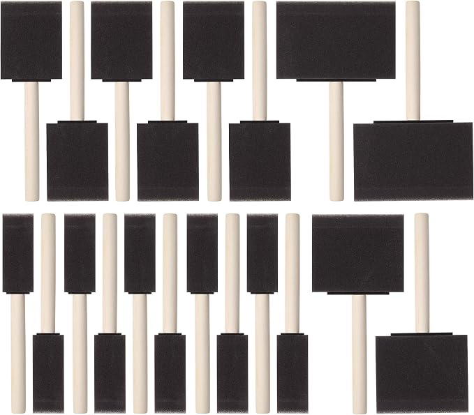 Bates- Foam Paint Brushes, 20 Pack, Wooden Handle | Sponge Brushes by BatesChoice