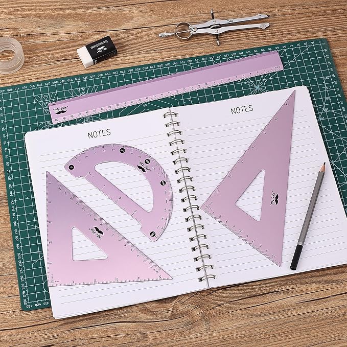 Mr. Pen- Metal Geometry Kit, 4 Pack, 45° & 30°/60° Set Squares | 6" Protractor - Image 7
