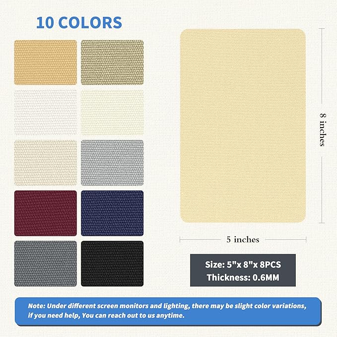 KING MOUNTAIN Canvas Repair Patch 5×8 Inch Self-Adhesive Waterproof Fabric Patch for Sofas, Tents, Furniture,Tote Bags, Car Seats (Beige)