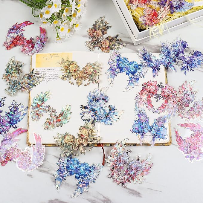 40Pcs Large Gilt Flower Wings Stickers - Image 8