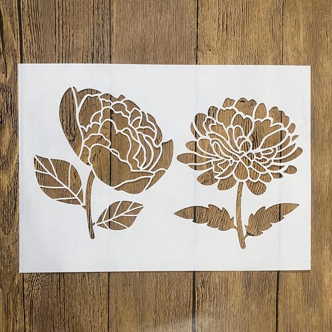 TIAMECH A4 Reusable Peony Flower Stencil - Image 5