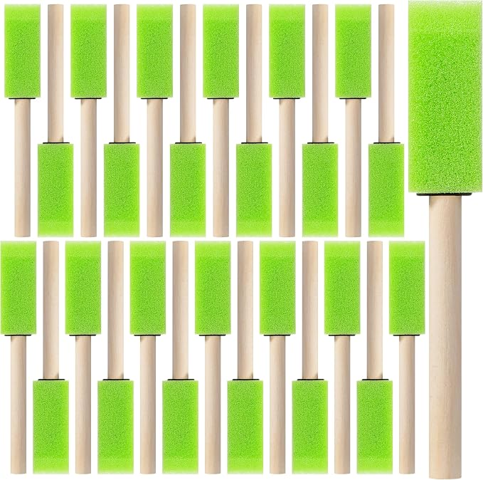 Bates- Foam Paint Brushes with Wood Handle, 1 Inch, 26 Pack, Sponge Brushes by BatesChoice