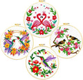 Zhenqing Cross Stitch Kit for Beginners 4 Pack Bird Floral Embroidery Kit 11CT by ZhenqingHomeFlagship