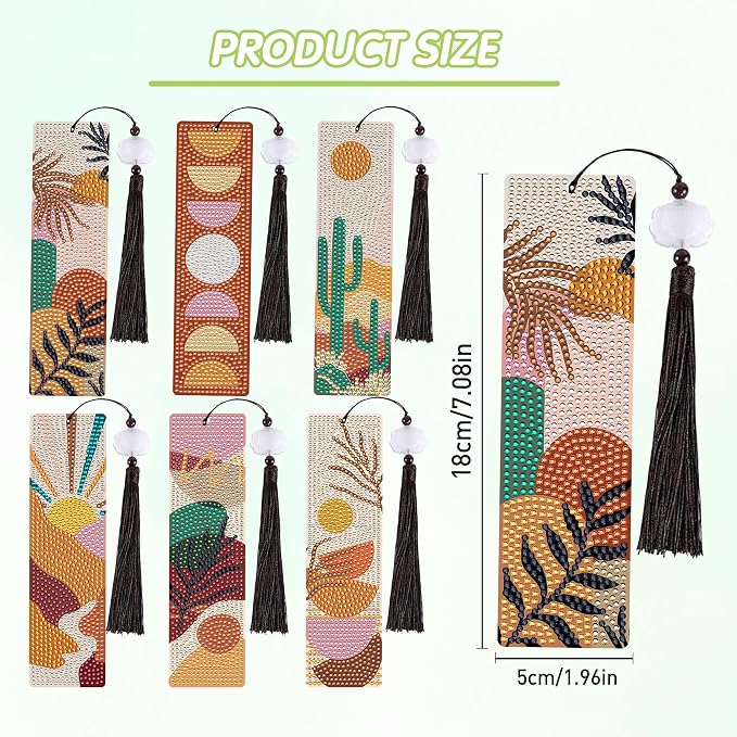 Boho Diamond Painting Bookmark Kit: 6PCS Aesthetic Diamond Art Bookmarks - Image 3