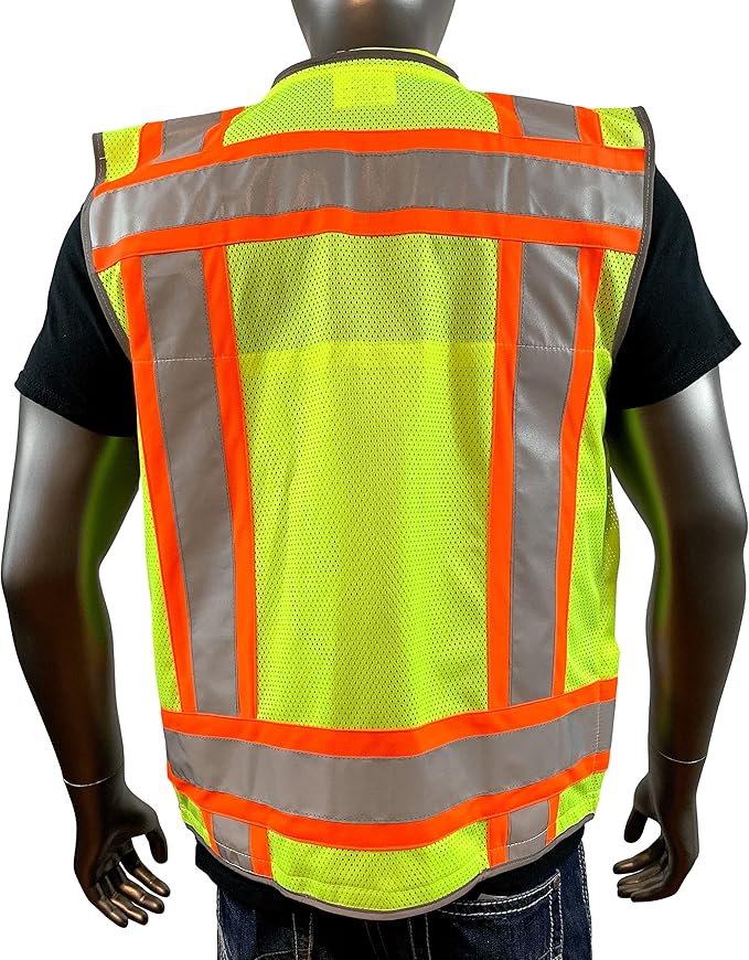 A Reflective Safety Vest For men Class 2 Heavy Woven Two Tone Engineer Hi Viz Safety Vest 3M Tape