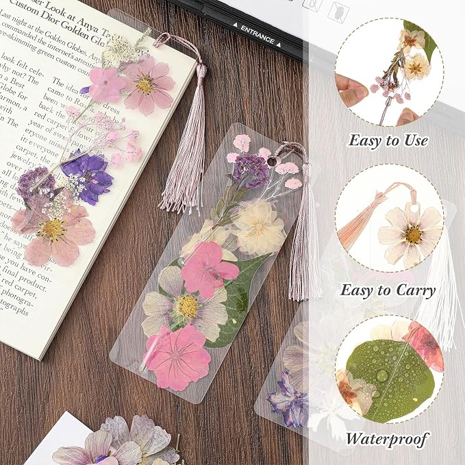 Fuyoooo 376 Pcs Pressed Flowers Bookmark Making Kit, DIY Bookmark Laminating - Image 3