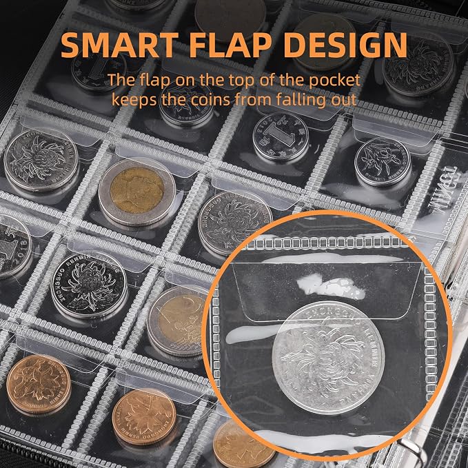 Coin Collection Book for Collector 260 Pockets Fireproof | Coin Collection - Image 4