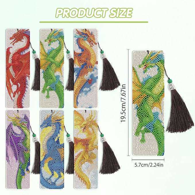 6 Pcs Dragon Diamond Art Bookmarks - Image 3