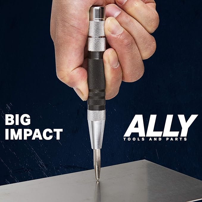 ALLY Tools Super Strong 3 PC SET of 6 Inch Heavy Duty Automatic Center Punch, Perfect Automatic Center Punch for Metal, Wood, Plastic, Glass, and Marble – Features Spring Loaded Center Punch Design