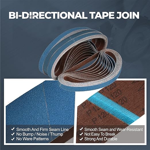 1/2 x 18 inch Zirconia Sanding Belts, 40Pcs 10 Each of 40/60/80/120 Assorted Grits, Belt Sander Sanding Belt for Knife Blade Sharpening, Metal Polishing, Derusting, Woodworking