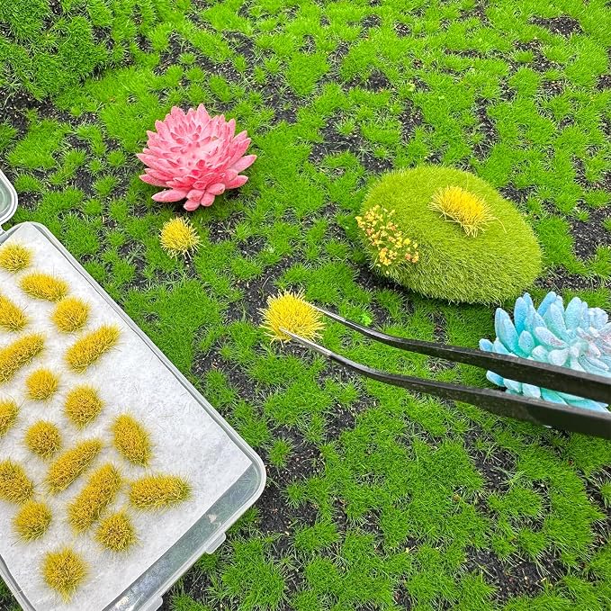Woohome 78 PCS Model Grass Tufts 2 Size Static Grass Tuft Yellow Miniature - Image 7