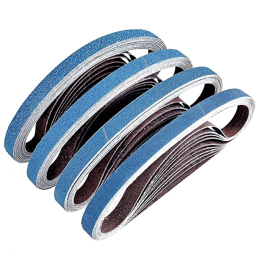 1/2 x 18 inch Zirconia Sanding Belts, 40Pcs 10 Each of 40/60/80/120 Assorted Grits, Belt Sander Sanding Belt for Knife Blade Sharpening, Metal Polishing, Derusting, Woodworking