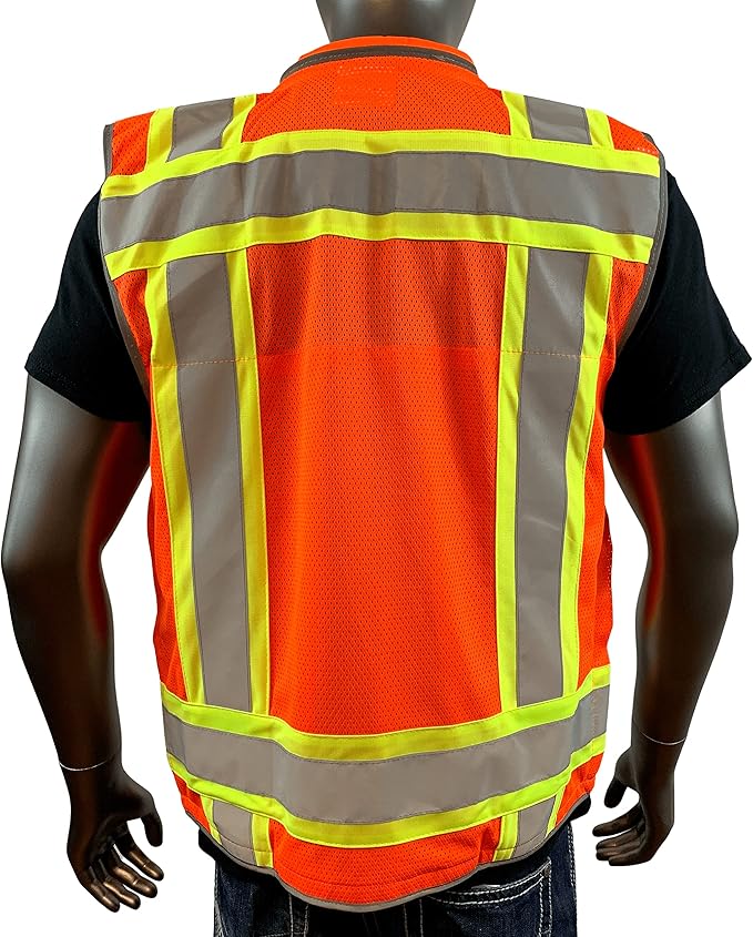 A Reflective Safety Vest For men Class 2 Heavy Woven Two Tone Engineer Hi Viz Safety Vest 3M Tape
