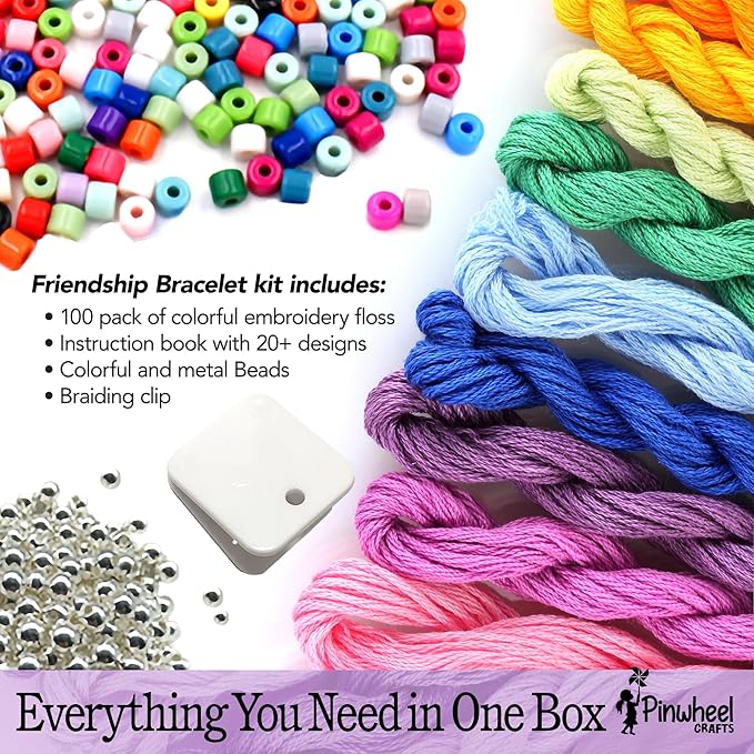 Pinwheel Crafts Friendship Bracelet Kit – DIY String Bracelet Making Kit - Image 2