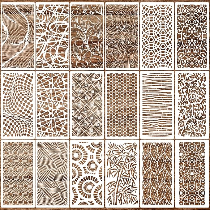 Stencils for Crafts Reusable Texture Stencils Background Stencil Leaf Floral by SUNVERSE
