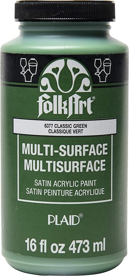 FolkArt Multi-Surface Satin Acrylic Paint in Assorted Colors, 16 oz, Classic by FolkArt
