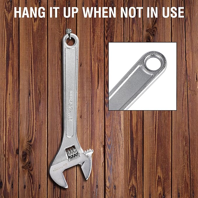 Olympia Tools 10" Adjustable Wrench, Heavy Duty Drop Forged Steel, Chrome Plated, Precision Machined Jaws, Rust Resistant