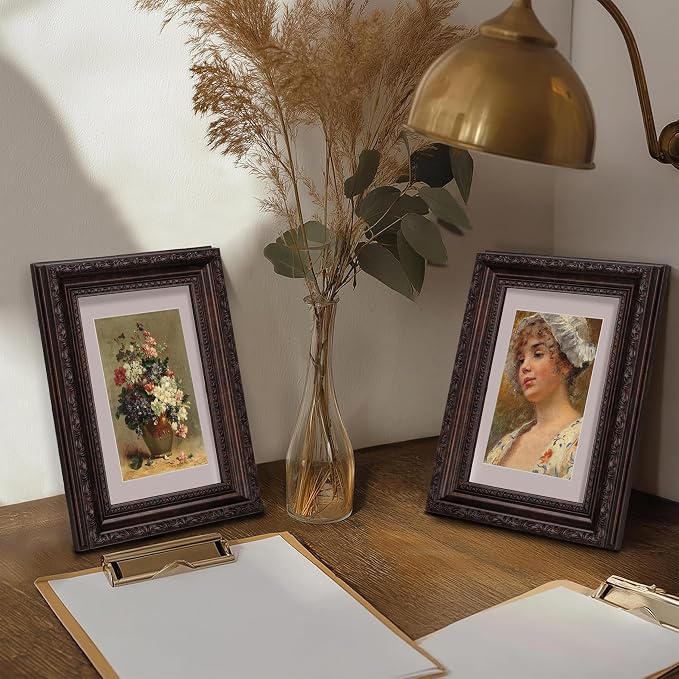 eletecpro 4x6 Vintage Picture Frame, Glass Cover, Horizontal or Vertical - Image 6