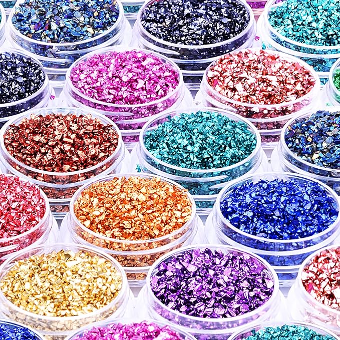12 Box Crushed Glass Craft Glitter Fine by DIYCICO