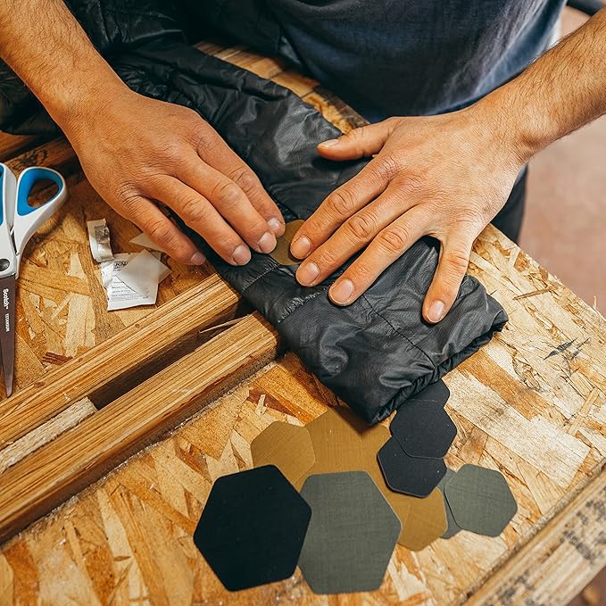 GEAR AID Tenacious Tape Hex 2.5” and 1.5” Repair Patches, Peel-and-Stick to Fix Holes and Burns in Down Jackets, Rain Gear, Tents, Tarps and More