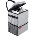 Lusso Gear Spill-Proof Car Trash Can (3.5 Gallon) - Easy to Clean Hanging Garbage Bin - Leak-Proof Lid, Removable Liner, Waterproof - Keeps Truck, SUV, Car, Minivan Clean & Odor Free (Gray)