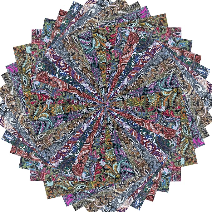 5" 50pcs Cotton Fabric Squares for Sewing Quilting Supplies- Dark Paisley | - Image 8