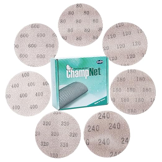 Mesh 5 inch 6 inch Sanding Discs 35PCS Hook and Loop Sanding Discs, Dust-Free, Ideal for Metal, Wood, Composites, Stock Removal, and Fine Finishing (6in, Assorted Grits)