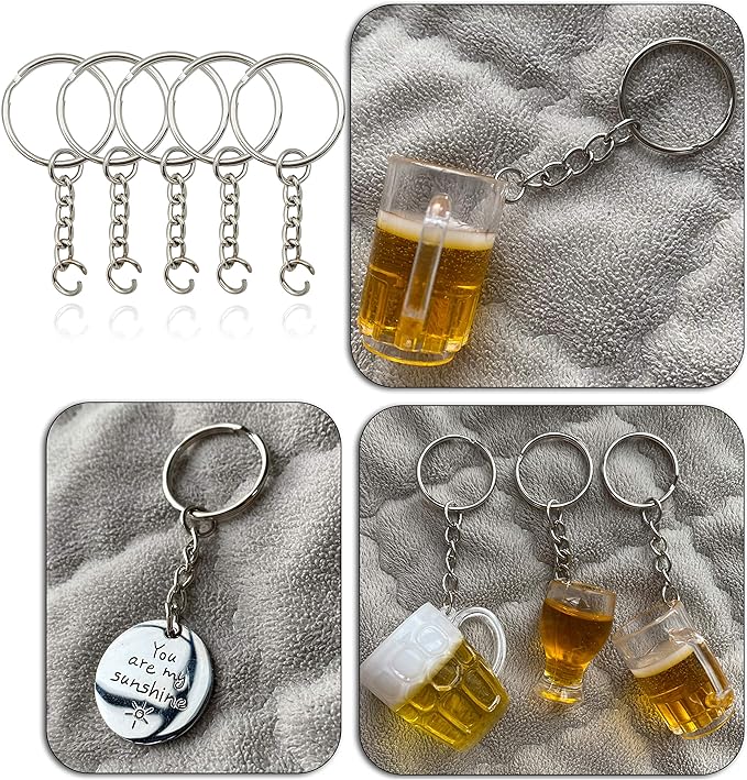 Key Ring with Chain and Open Jump Rings 1 inch, 50 Pack - Image 7