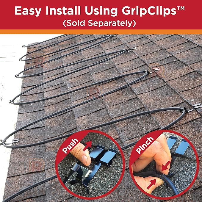 RADIANT SOLUTIONS HeatTapePro - Intelligent Commercial Grade Self-Regulating Heat Cable with GlowCap™ - 10 YR warranty - Ice Dam & Pipe Freeze Protection - 137 ft cable + 10 Ft Cord, 120V, 6 watts/Ft