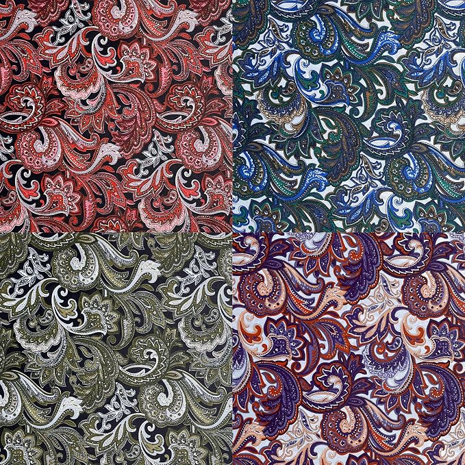 5" 50pcs Cotton Fabric Squares for Sewing Quilting Supplies- Dark Paisley | - Image 6