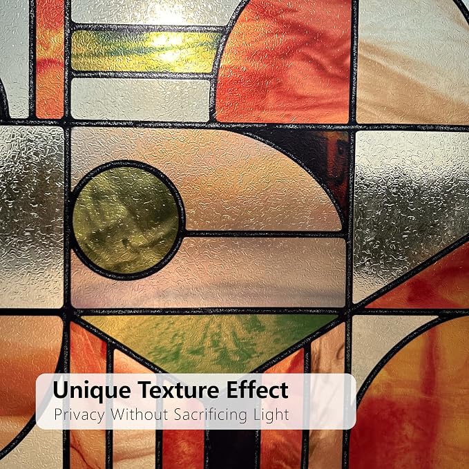 Faux Stained Glass Effect Window Privacy Film, Original Double-Sided Hand-Drawn - Image 6