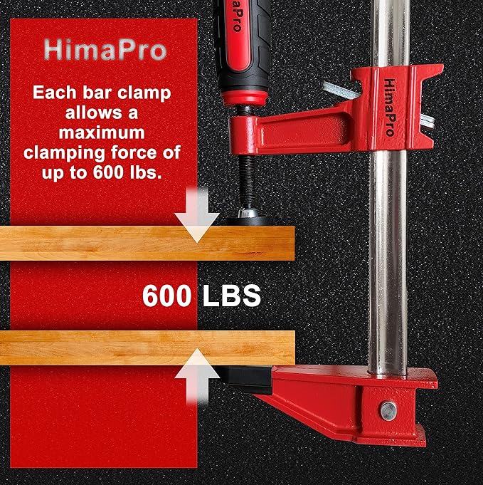 HimaPro 18 Inch Bar Clamp Set, 2 Pack 600 lbs Load Limit Medium Duty Quick Release Steel F Clamp, Ideal for Woodworking, Metalworking, and DIY Projects