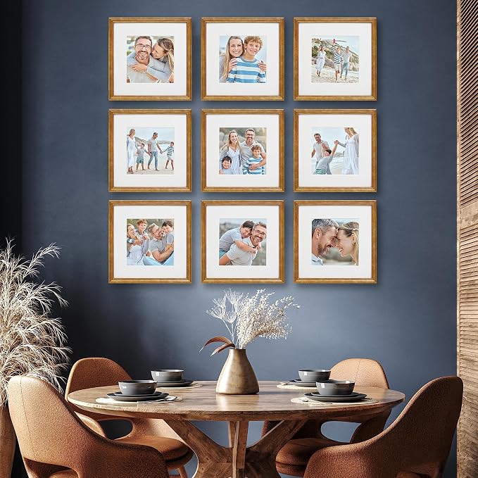 Sheffield Home 9 Piece Gallery Wall Frame Set, 12x12 Inch, Beaded Antique Bronze - Image 2