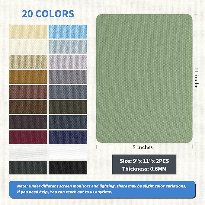 KING MOUNTAIN Canvas Repair Patch 9 x11 Inch 2 Pcs Self-Adhesive Waterproof Fabric Patch for Sofas, Tents, Furniture,Tote Bags, Car Seats (Grass Green)