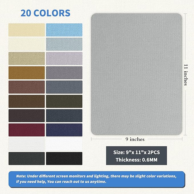 KING MOUNTAIN Canvas Repair Patch 9 x11 Inch 4 Pcs Self-Adhesive Waterproof Fabric Patch for Sofas, Tents, Furniture,Tote Bags, Car Seats (Grey2.0)