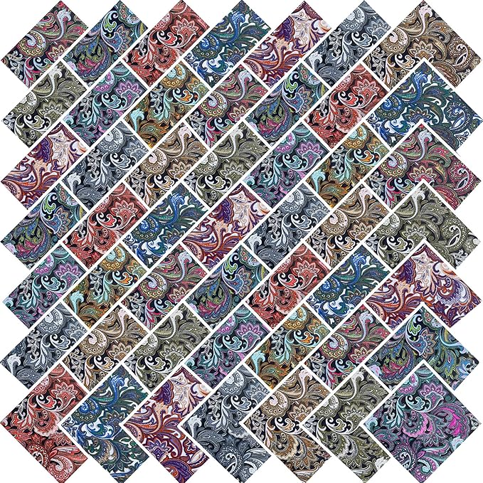 5" 50pcs Cotton Fabric Squares for Sewing Quilting Supplies- Dark Paisley | by newamishquilt