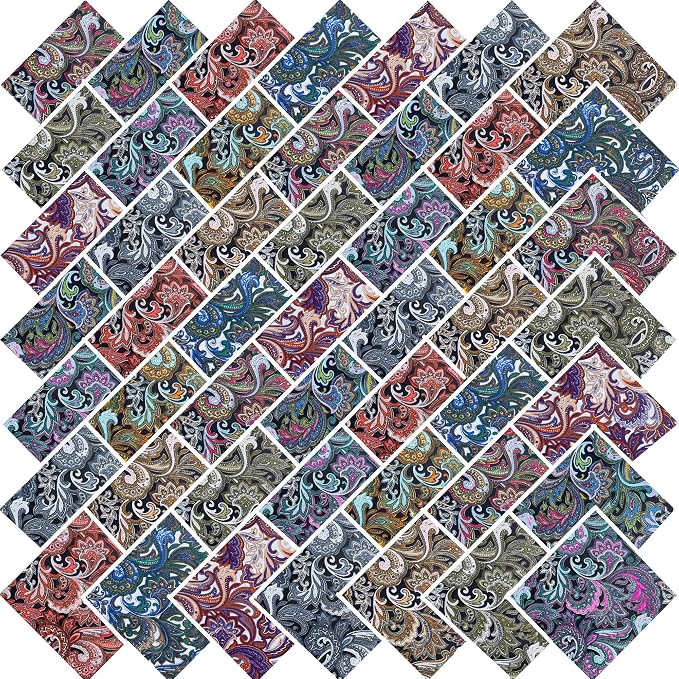8" 50pcs Cotton Fabric Squares for Sewing Quilting SuppliesDark Paisley | Good by newamishquilt
