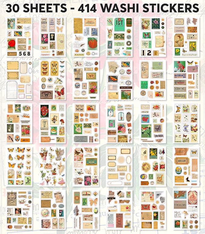 FAYWARE Vintage Washi Stickers for Journaling - Image 4